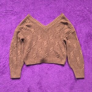 Pink Rose Chocolate V-Neck Sweater